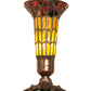 Meyda Lighting Stained Glass Pond Lily 8" Mahogany Bronze Victorian Accent Table Lamp With Red & Yellow Shade Glass