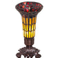 Meyda Lighting Stained Glass Pond Lily 8" Mahogany Bronze Victorian Accent Table Lamp With Red & Yellow Shade Glass