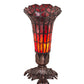 Meyda Lighting Stained Glass Pond Lily 8" Mahogany Bronze Victorian Accent Table Lamp With Ruby Shade Glass