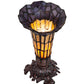 Meyda Lighting Stained Glass Pond Lily 8" Mahogany Bronze Victorian Accent Table Lamp With Yellow & Violet Shade Glass