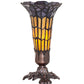 Meyda Lighting Stained Glass Pond Lily 8" Mahogany Bronze Victorian Accent Table Lamp With Yellow & Violet Shade Glass