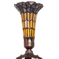 Meyda Lighting Stained Glass Pond Lily 8" Mahogany Bronze Victorian Accent Table Lamp With Yellow & Violet Shade Glass