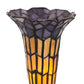 Meyda Lighting Stained Glass Pond Lily 8" Mahogany Bronze Victorian Accent Table Lamp With Yellow & Violet Shade Glass