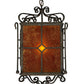 Meyda Lighting Standford 17" Black Hills Gold Pendant Light With Amber Mica Shade Glass