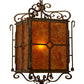 Meyda Lighting Standford 17" Black Hills Gold Pendant Light With Amber Mica Shade Glass