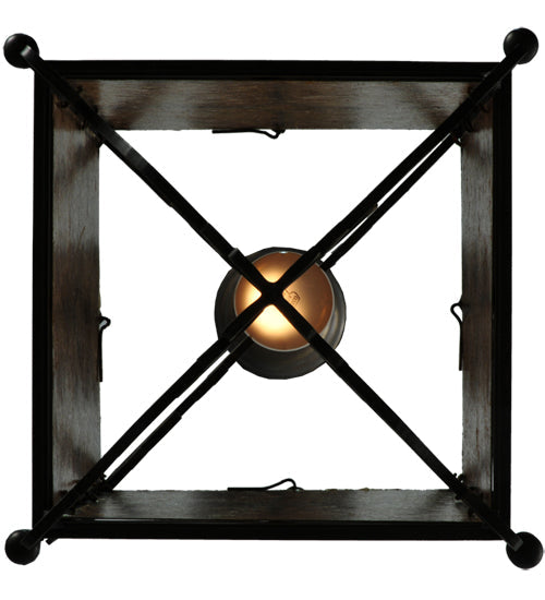 Meyda Lighting Standford 17" English Bronze Pendant Light With Amber Mica Shade Glass