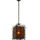 Meyda Lighting Standford 17" English Bronze Pendant Light With Amber Mica Shade Glass