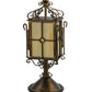 Meyda Lighting Standford 19" Antique Copper Tabletop Lantern Lamp With Beige Shade Glass