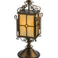 Meyda Lighting Standford 19" Antique Copper Tabletop Lantern Lamp With Beige Shade Glass