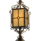 Meyda Lighting Standford 19" Antique Copper Tabletop Lantern Lamp With Beige Shade Glass