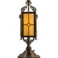 Meyda Lighting Standford 19" Antique Copper Tabletop Lantern Lamp With Beige Shade Glass