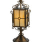 Meyda Lighting Standford 19" Antique Copper Tabletop Lantern Lamp With Beige Shade Glass