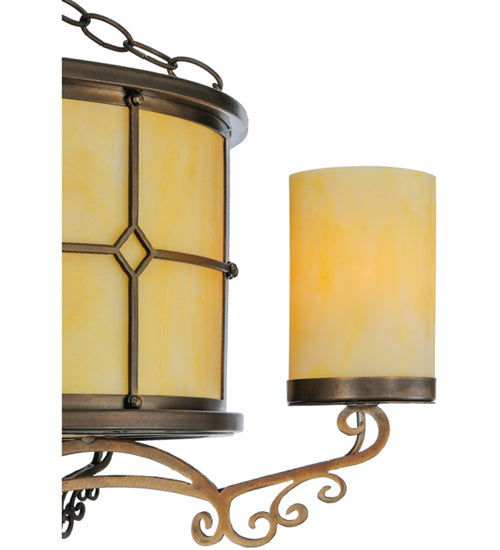 Meyda Lighting Standford 30" 10-Light Antique Copper Semi-flush Mount Ceiling Light With Beige Botticino Idalight Shade Glass