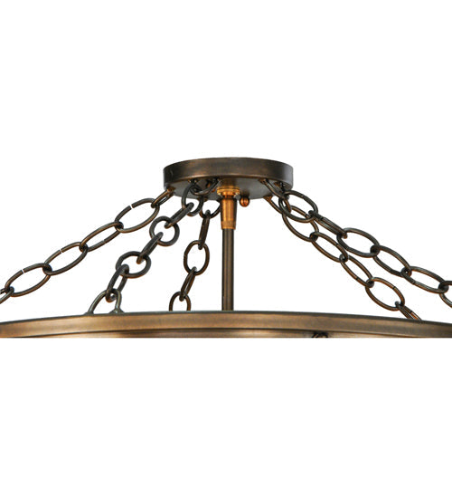 Meyda Lighting Standford 30" 10-Light Antique Copper Semi-flush Mount Ceiling Light With Beige Botticino Idalight Shade Glass