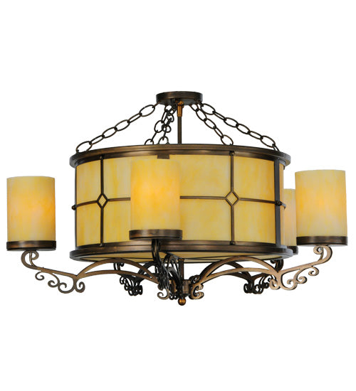 Meyda Lighting Standford 30" 10-Light Antique Copper Semi-flush Mount Ceiling Light With Beige Botticino Idalight Shade Glass