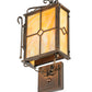 Meyda Lighting Standford 8" 2-Light Antique Copper Wall Sconce With Beige Art Shade Glass