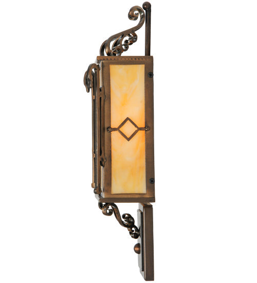 Meyda Lighting Standford 8" 2-Light Antique Copper Wall Sconce With Beige Art Shade Glass