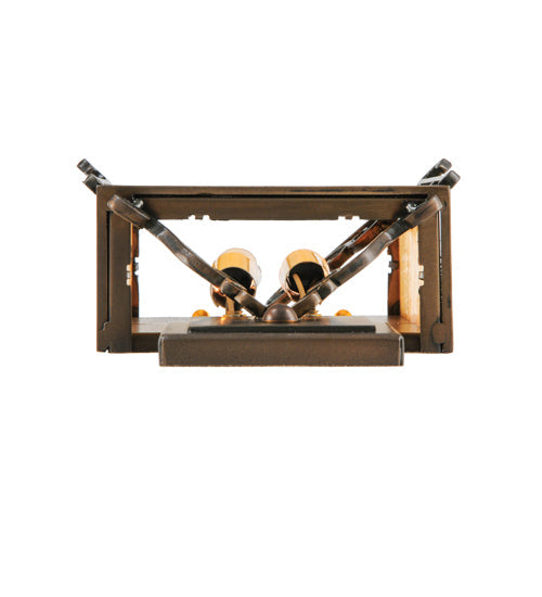 Meyda Lighting Standford 8" 2-Light Antique Copper Wall Sconce With Beige Art Shade Glass