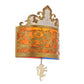 Meyda Lighting Stanley 12" Antique Gold Wall Sconce With Amber and Gold Shade Glass