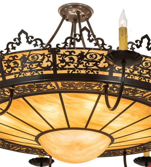 Meyda Lighting Stanley 46" 16-Light 8-Arm Timeless Bronze Semi-flush Mount Ceiling Light With Ambra Siena Idalight Shade