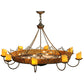 Meyda Lighting Stanley 47" 20-Light 8-Arm Antique Hammered Gold Chandelier With Multi-Colored Shade Glass
