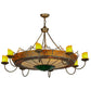 Meyda Lighting Stanley 47" 20-Light 8-Arm Antique Hammered Gold Chandelier With Multi-Colored Shade Glass