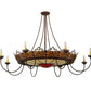 Meyda Lighting Stanley 84" 18-Light Cafe Noir Semi-flush Mount Ceiling Light With Amber & Beige Shade Glass