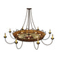 Meyda Lighting Stanley 84" 18-Light Cafe Noir Semi-flush Mount Ceiling Light With Amber & Beige Shade Glass