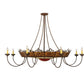 Meyda Lighting Stanley 84" 18-Light Cafe Noir Semi-flush Mount Ceiling Light With Amber & Beige Shade Glass