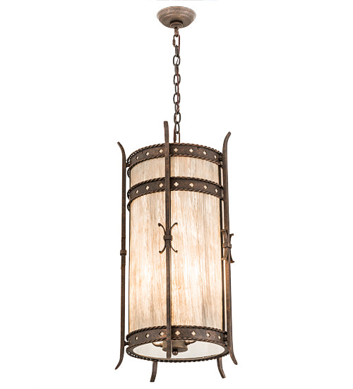 Meyda Lighting Stanza 15" 4-Light Gilded Tobacco Pendant Light With Sable Idalight Shade