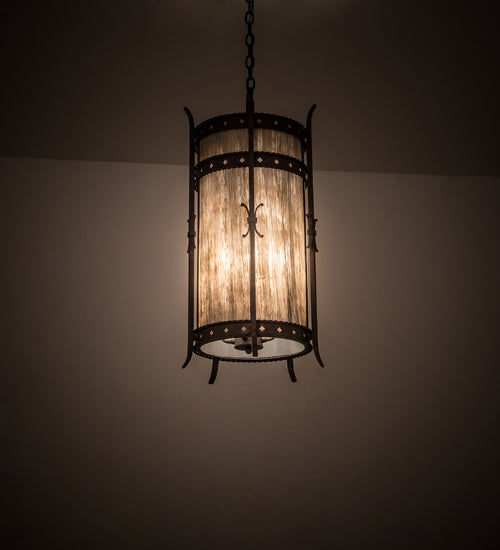 Meyda Lighting Stanza 15" 4-Light Gilded Tobacco Pendant Light With Sable Idalight Shade