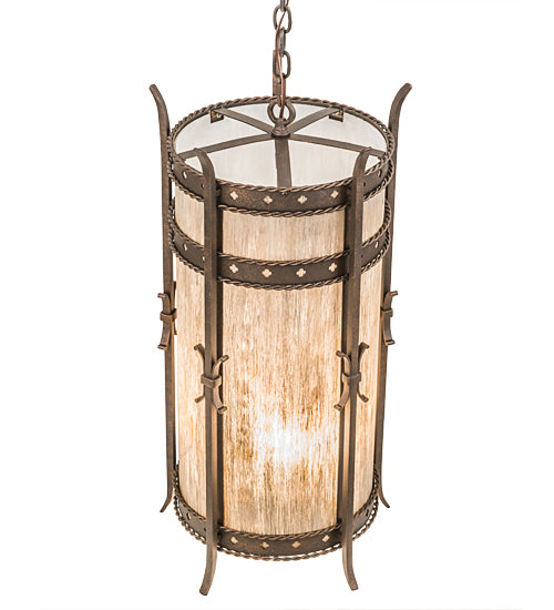 Meyda Lighting Stanza 15" 4-Light Gilded Tobacco Pendant Light With Sable Idalight Shade