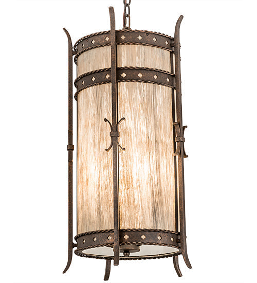 Meyda Lighting Stanza 15" 4-Light Gilded Tobacco Pendant Light With Sable Idalight Shade