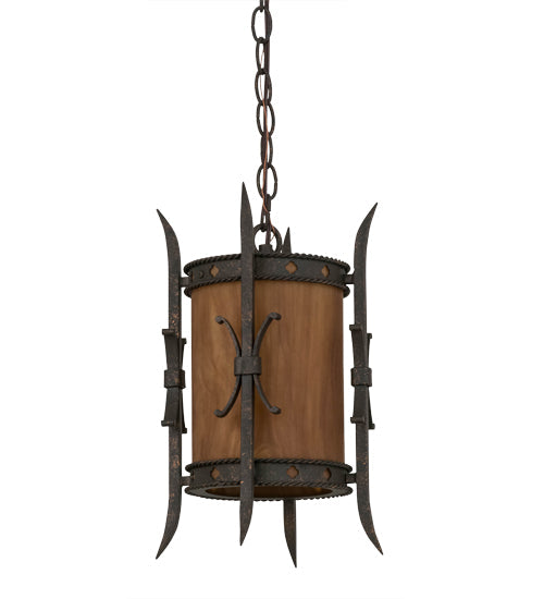 Meyda Lighting Stanza 9" Gilded Tobacco Mini Pendant Light With Ambra Siena Idalight Shade Glass