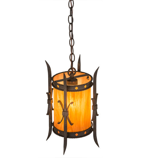 Meyda Lighting Stanza 9" Gilded Tobacco Mini Pendant Light With Ambra Siena Idalight Shade Glass