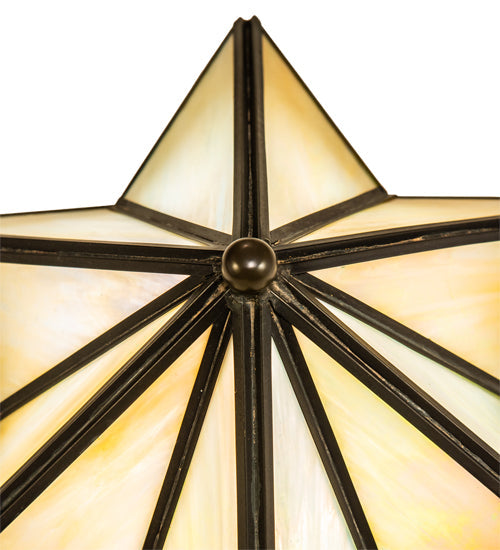 Meyda Lighting Star 11" Craftsman Brown Wall Sconce With Beige Iridescent Shade Glass