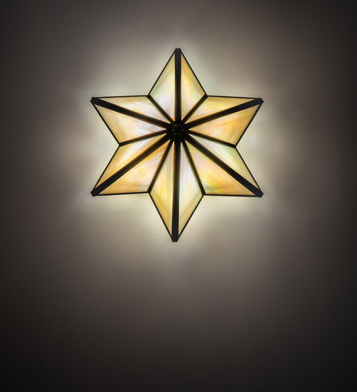 Meyda Lighting Star 11" Craftsman Brown Wall Sconce With Beige Iridescent Shade Glass