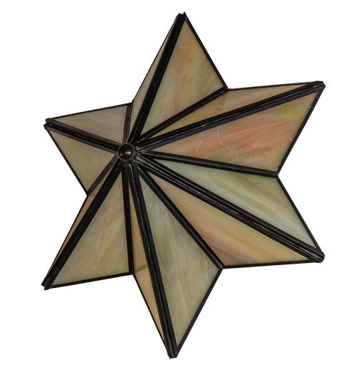 Meyda Lighting Star 11" Craftsman Brown Wall Sconce With Beige Iridescent Shade Glass