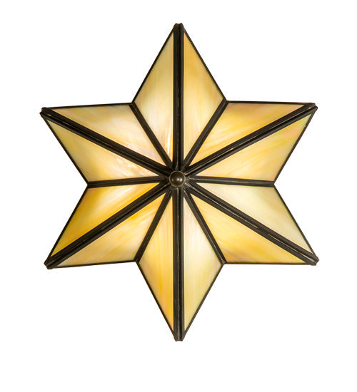 Meyda Lighting Star 11" Craftsman Brown Wall Sconce With Beige Iridescent Shade Glass