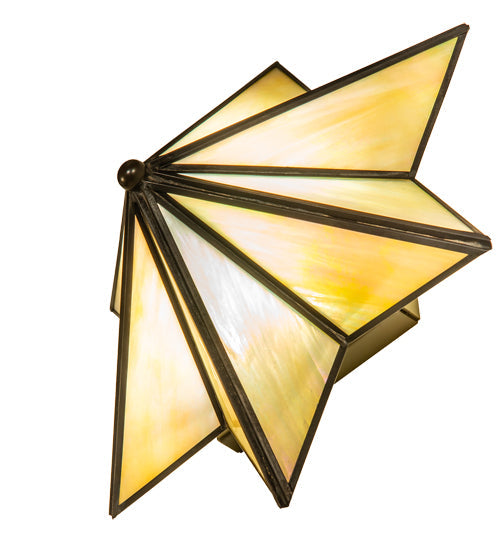 Meyda Lighting Star 11" Craftsman Brown Wall Sconce With Beige Iridescent Shade Glass