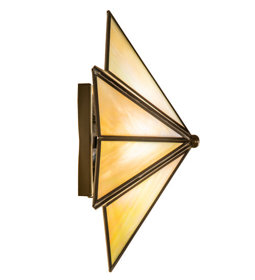 Meyda Lighting Star 11" Craftsman Brown Wall Sconce With Beige Iridescent Shade Glass
