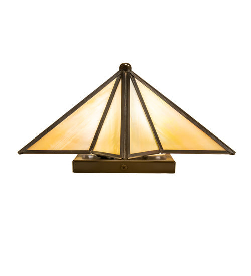 Meyda Lighting Star 11" Craftsman Brown Wall Sconce With Beige Iridescent Shade Glass