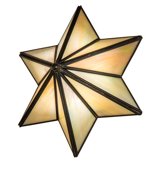 Meyda Lighting Star 11" Craftsman Brown Wall Sconce With Beige Iridescent Shade Glass