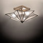Meyda Lighting Star 16" 2-Light Hand Rubbed Iron Semi-flush Mount Light With Clear Seeded Wissmach Shade Glass