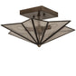 Meyda Lighting Star 16" 2-Light Hand Rubbed Iron Semi-flush Mount Light With Clear Seeded Wissmach Shade Glass