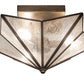 Meyda Lighting Star 16" 2-Light Hand Rubbed Iron Semi-flush Mount Light With Clear Seeded Wissmach Shade Glass