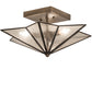 Meyda Lighting Star 16" 2-Light Hand Rubbed Iron Semi-flush Mount Light With Clear Seeded Wissmach Shade Glass