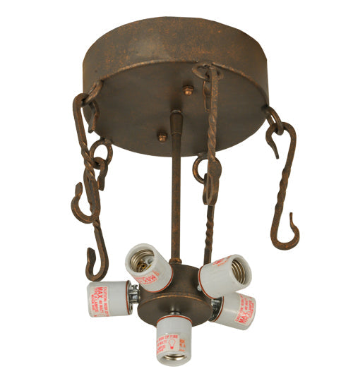 Meyda Lighting Star 36" 6-Light Gilded Tobacco Semi-flush Mount Ceiling Light With Amber Mica Shade Glass