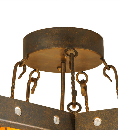 Meyda Lighting Star 36" 6-Light Gilded Tobacco Semi-flush Mount Ceiling Light With Amber Mica Shade Glass