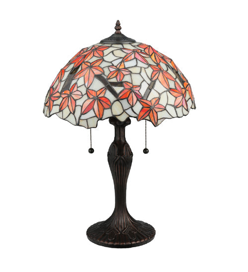 Meyda Lighting Starfish 22" 2-Light Mahogany Bronze Table Lamp With Multi-Colored Shade Glass